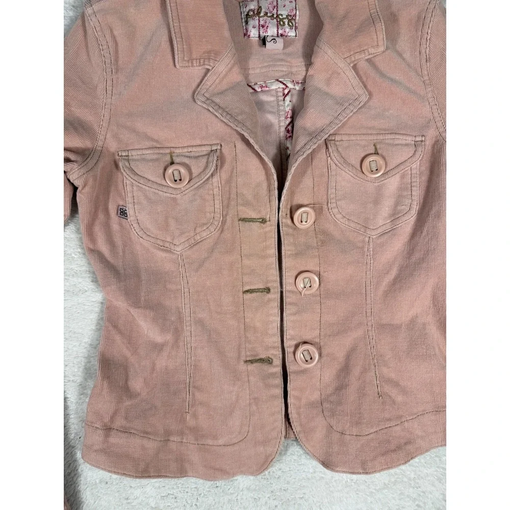 Plush‎ Corduroy Blazer Womens Medium Pink Good Button Front Vintage Style Jacket